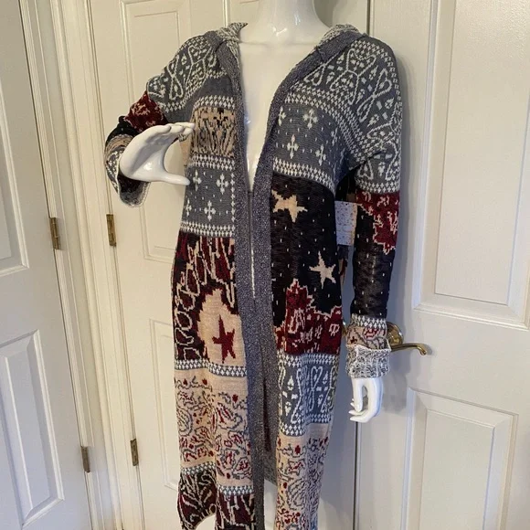 Free People Bandana Hooded Cardigan NWT Size L - Picture 1 of 9